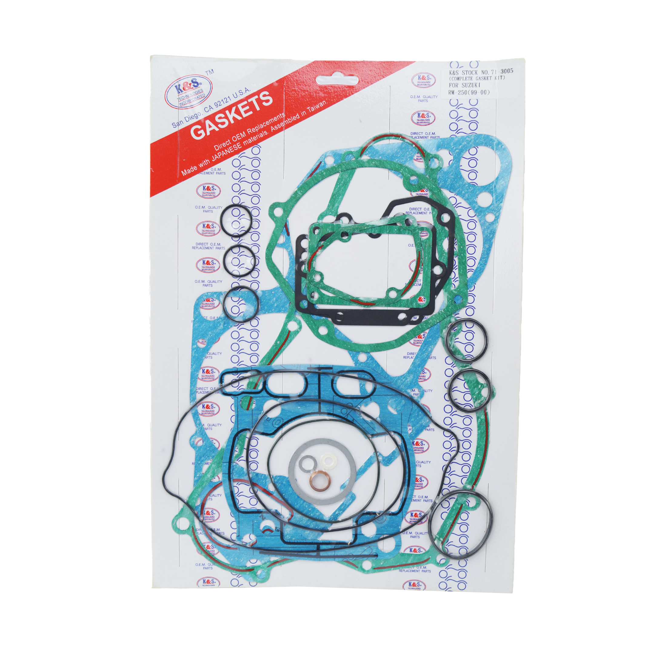 GASKET FULL SET 99-00 RM250, K&S 71-3005 SUZUKI image 1