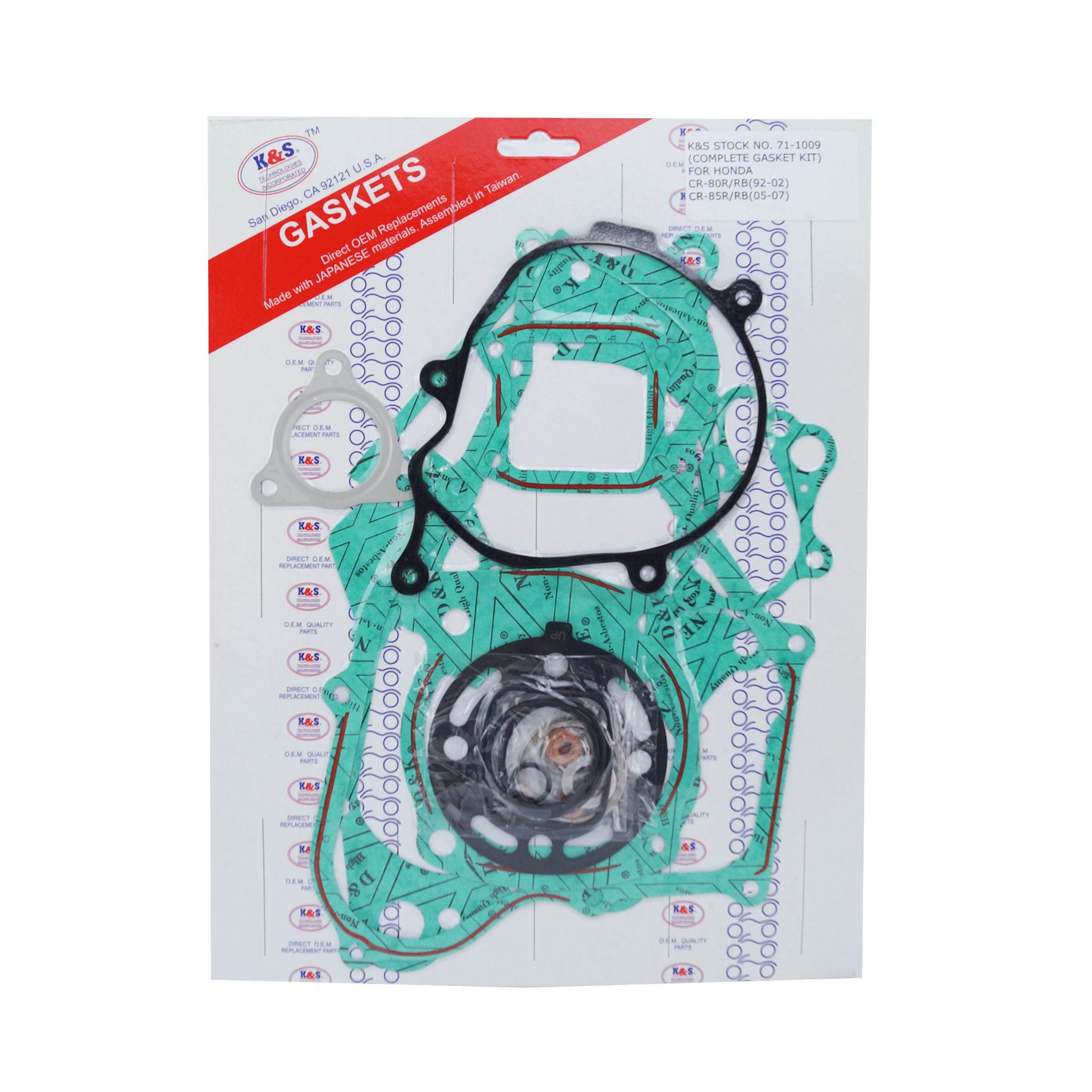 GASKET FULL SET 92-07 CR80/85, K&S 71-1009 HONDA image 1
