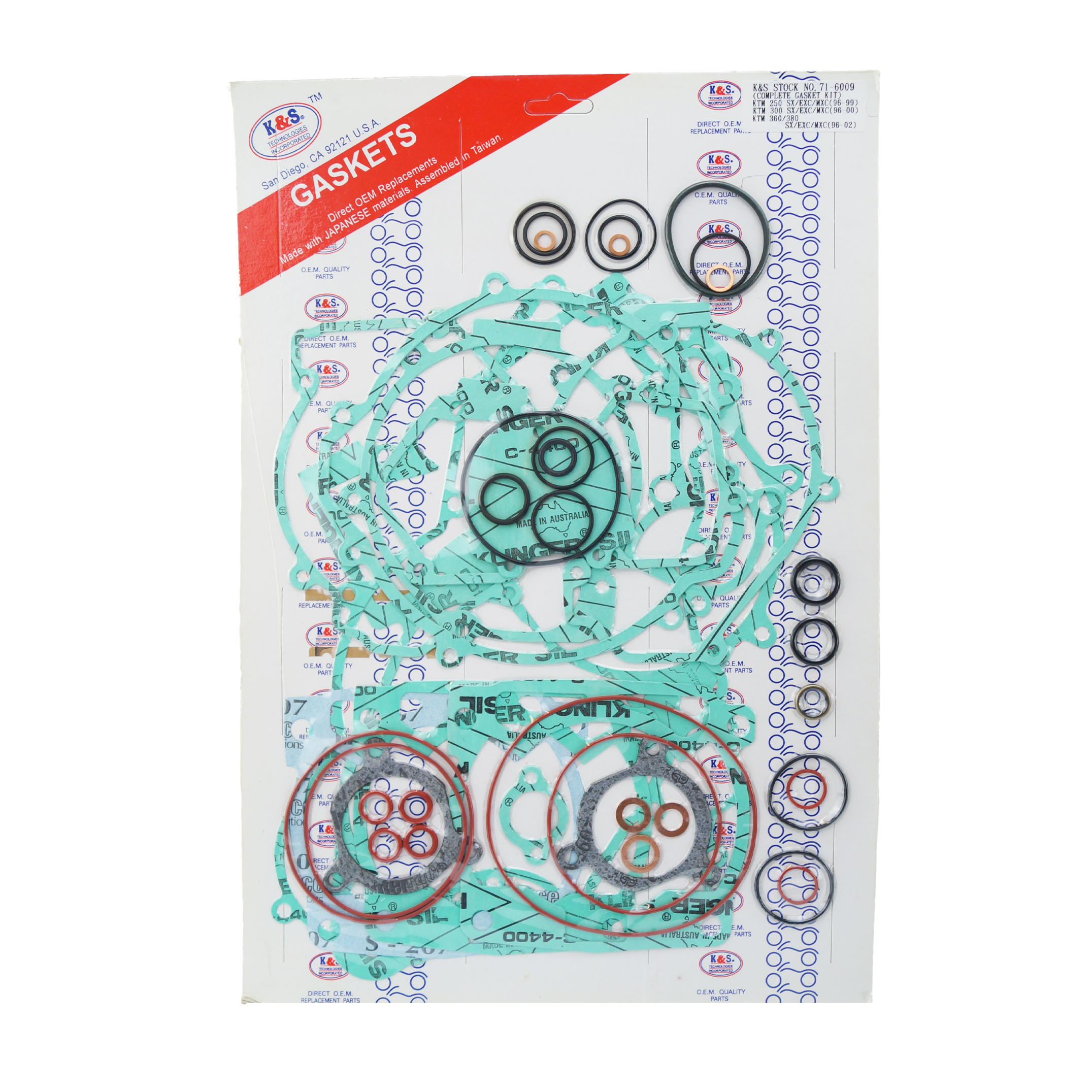 GASKET FULL KTM250/300/360/38, SET COMPLETE K&S 71-6009 image 1
