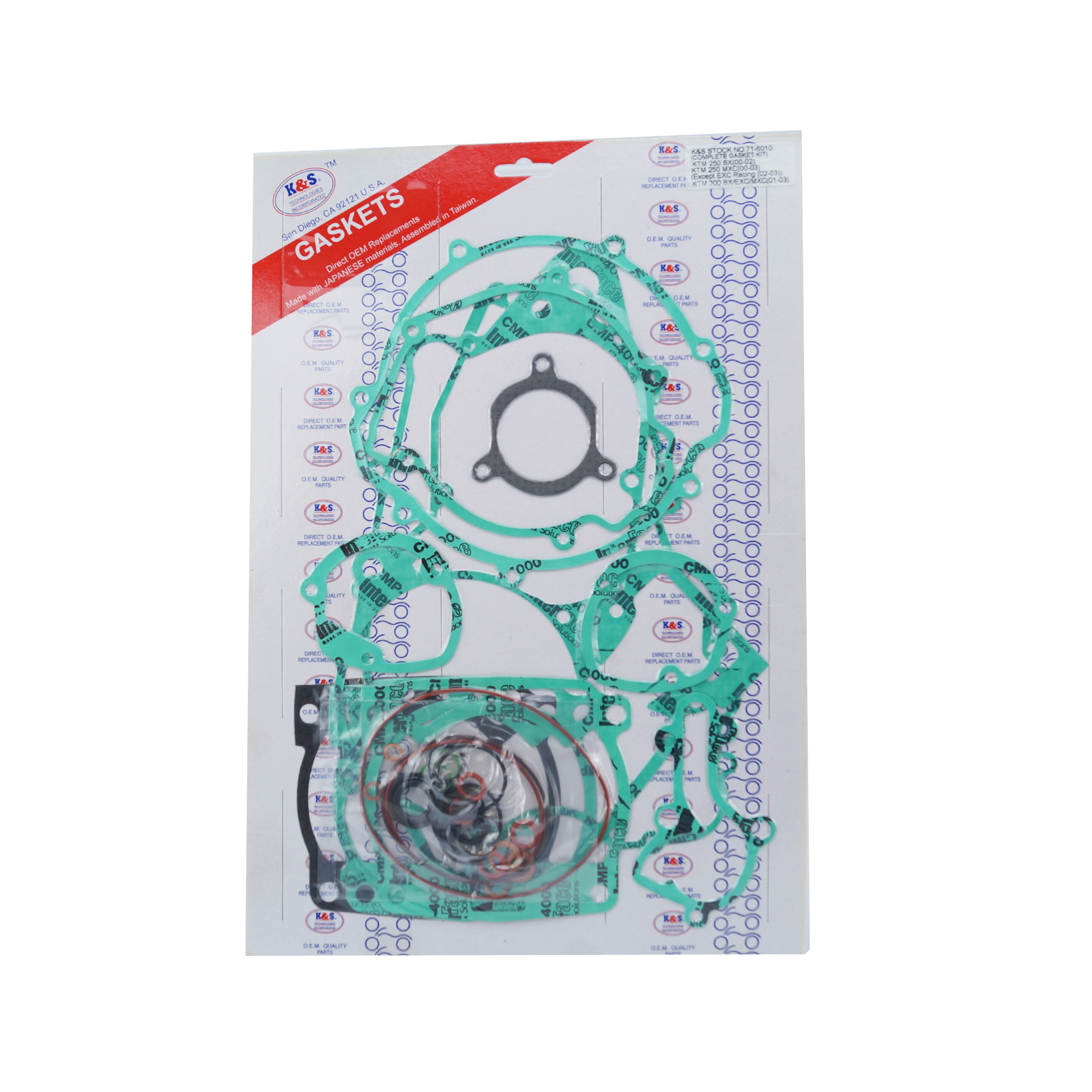 GASKET FULL KTM250/300 00-02, SET COMPLETE K&S 71-6010 image 1