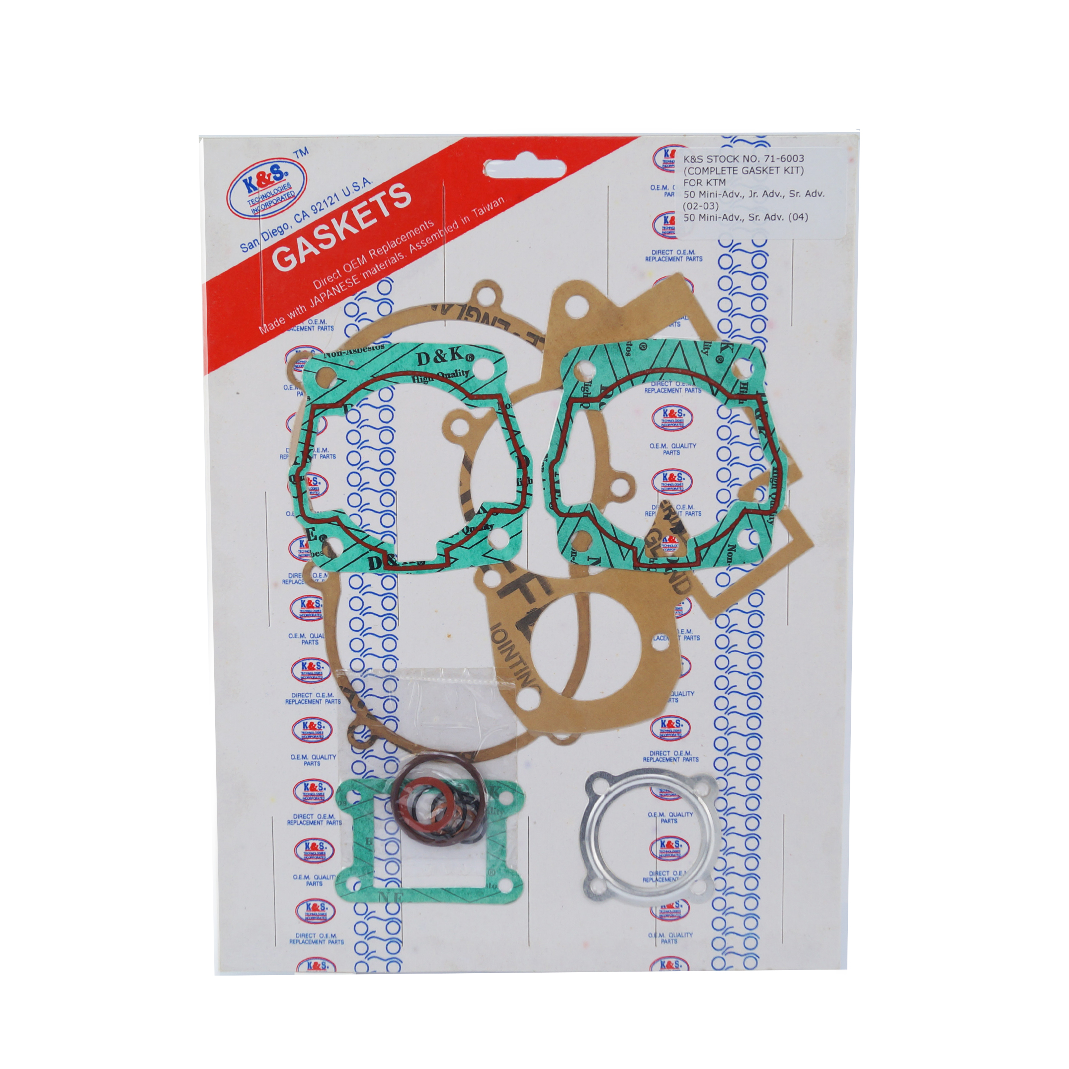 GASKET FULL SET ADVENTURE 50, KIT COMPLETE K&S 71-6003 image 1