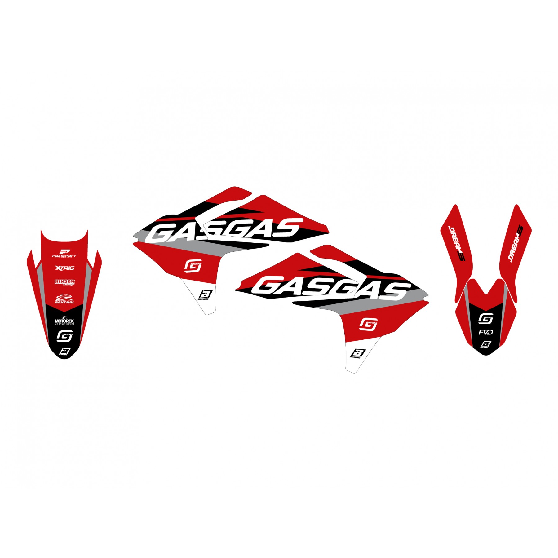 2024-2025 MC/EC GASGAS DREAM 5 DECALS, BLACKBIRD 2909AB image 1