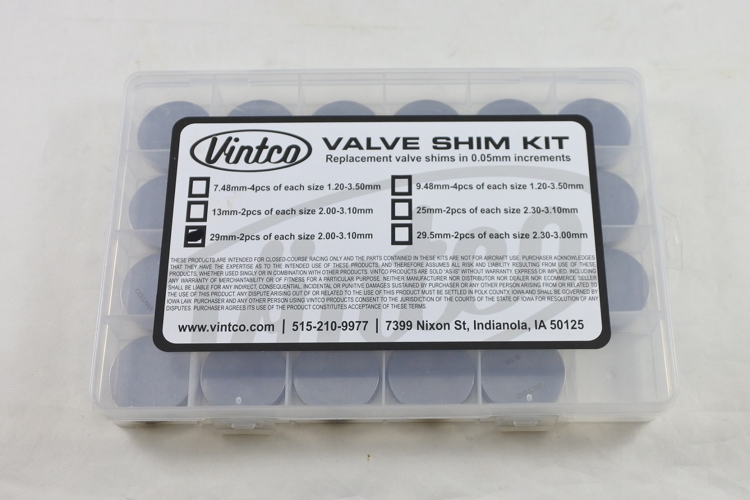 VALVE SHIM KIT 29mm 2PCS EACH SIZE 2.00mm-3.10mm 0.05mm INCREMENTS VINTCO 29SHIMKIT thumbnail 4