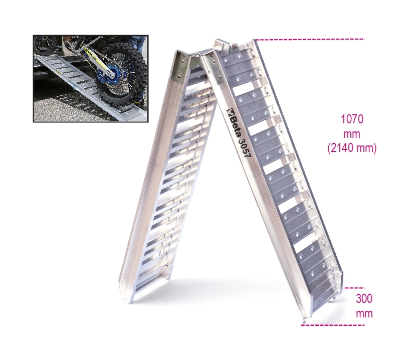 Aluminum Ramp for Loading/Unloading Motorcycles 2220x280mm 350kg Capacity - Beta Tools 3057 thumbnail 2