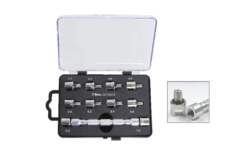 Universal Wrench Set with Interchangeable Head and 10 Bits for Wheel Spokes - Beta Tools 3075/K10 thumbnail 2