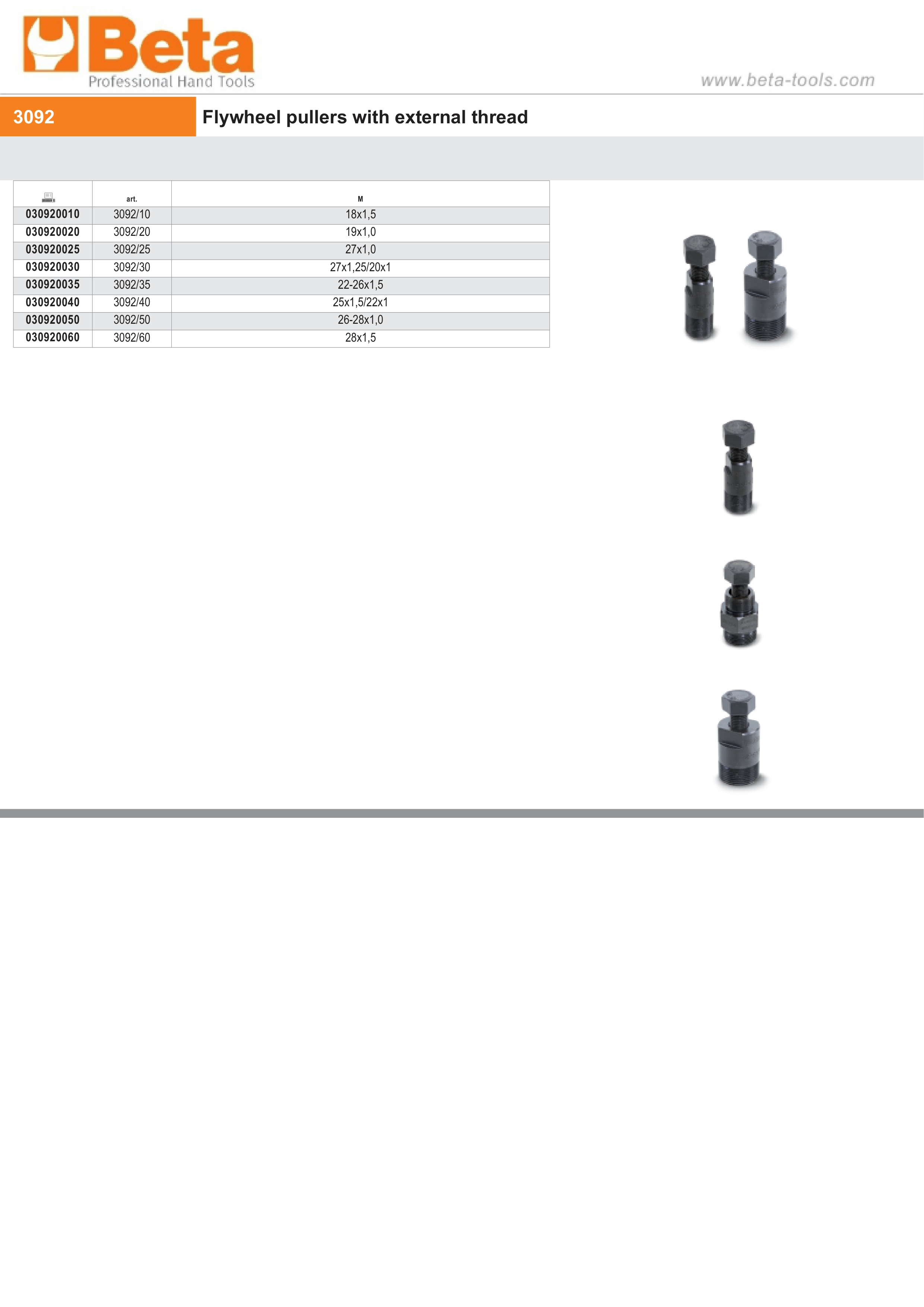 Flywheel Puller with External Thread M18x1.5 - Beta Tools 3092/10 thumbnail 3