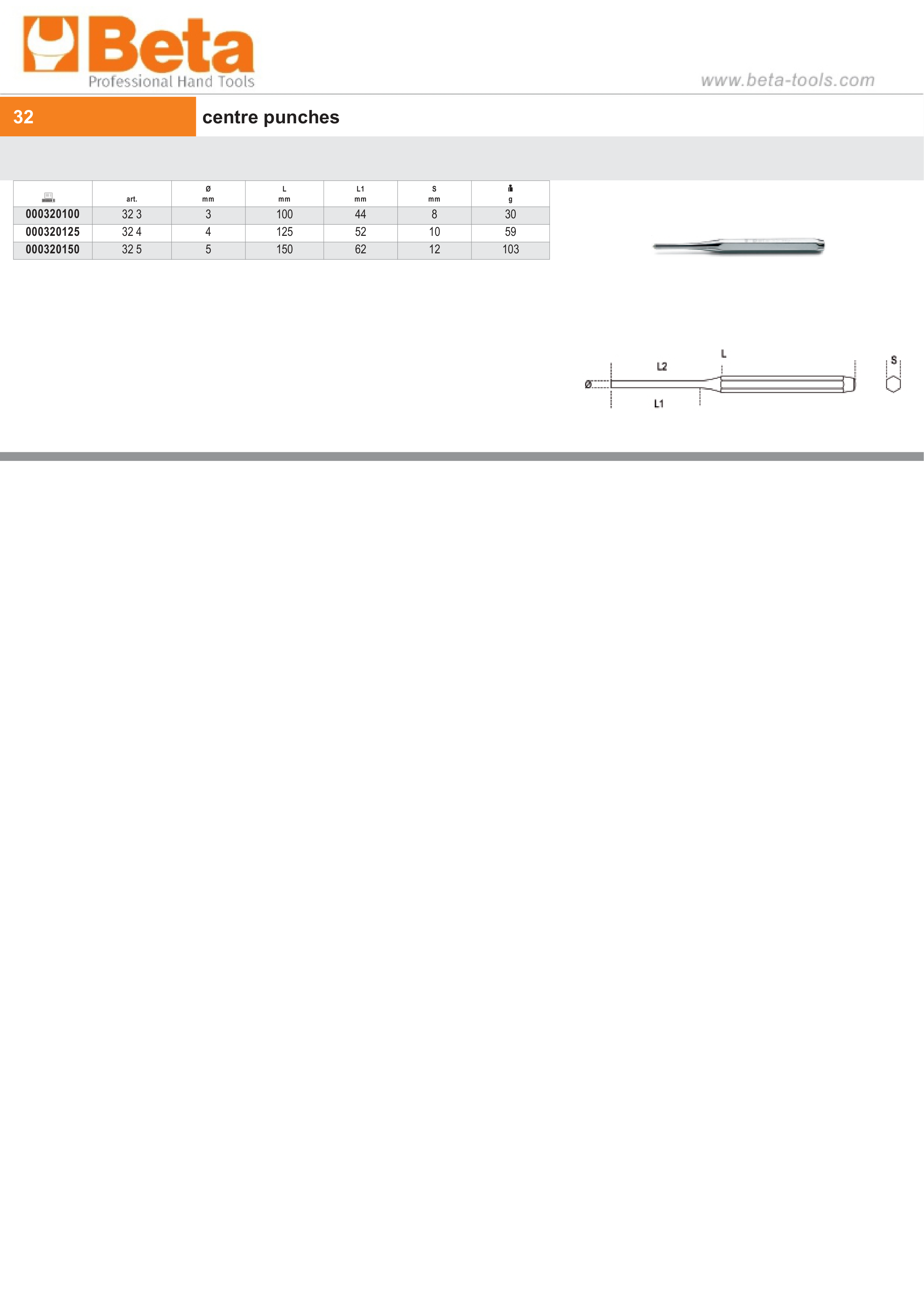 Centre Punch 3mm - Beta Tools 32 3 thumbnail 4