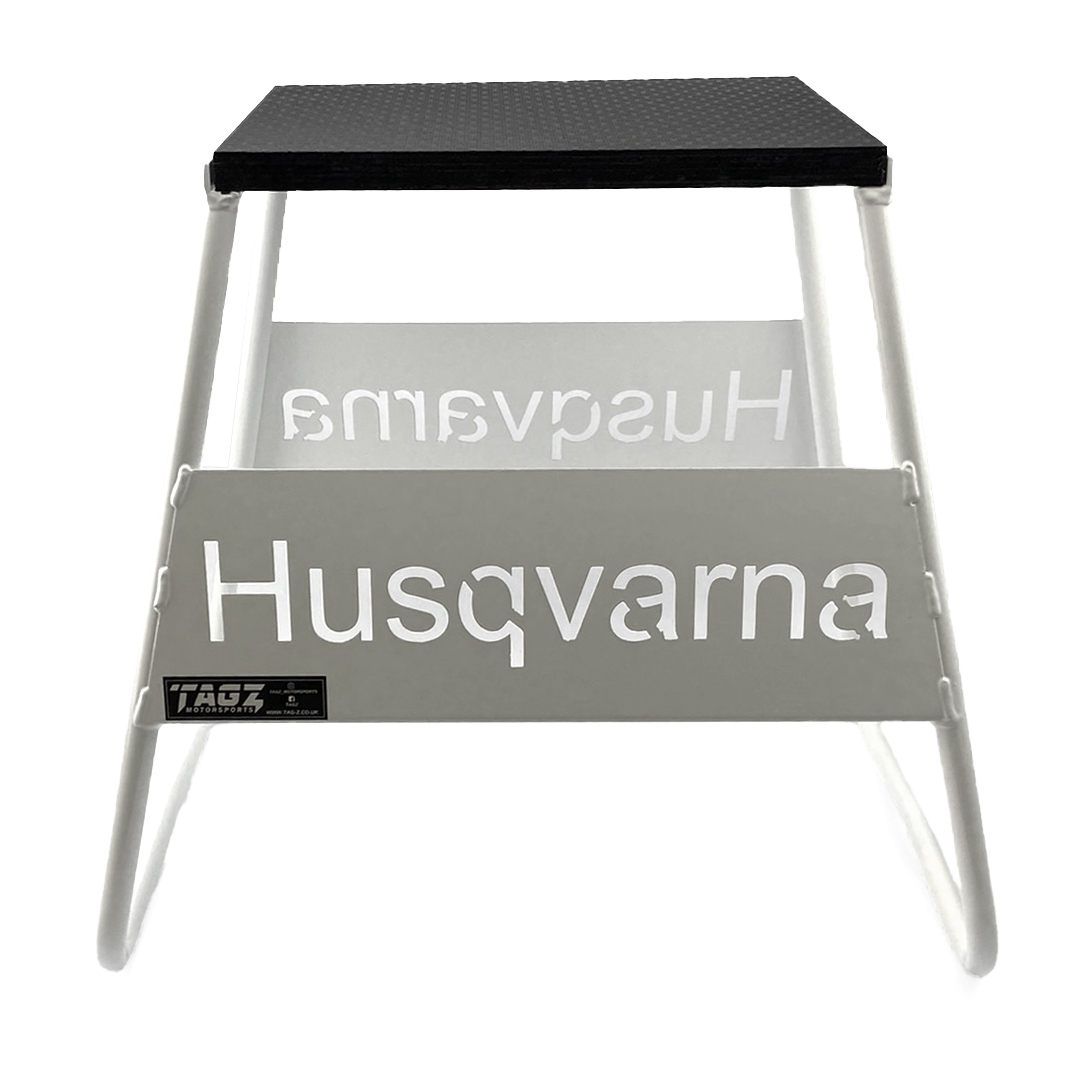 STAND 440 WHITE HUSQVARNA LOGO, MX LOGO STAND, SHOW ROOM STAND thumbnail 2