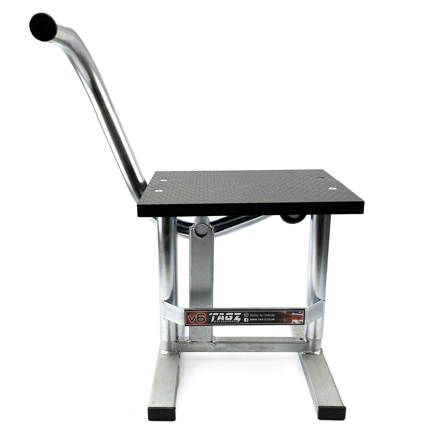 HD JACK-UP-STAND TWIN LEG v5, BRIGHT ZINC PLATE, LARGE STAND 440mm HIGH MX image 1