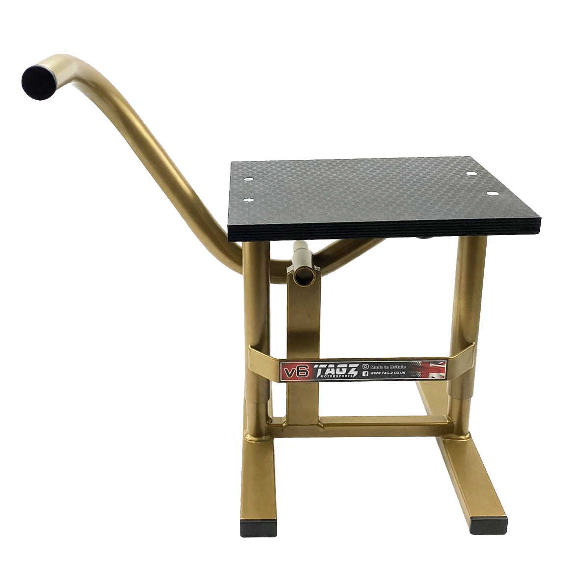 HD JACK-UP-STAND TWIN LEG v5, MX & ENDURO 125>625CC GOLD, LARGE STAND 440mm HIGH MX image 1