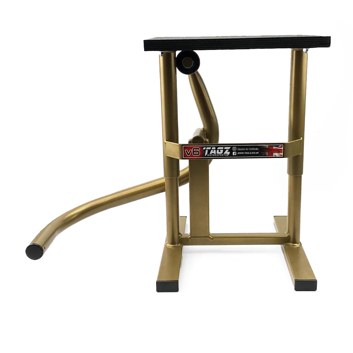 HD JACK-UP-STAND TWIN LEG v5, MX & ENDURO 125>625CC GOLD, LARGE STAND 440mm HIGH MX thumbnail 2