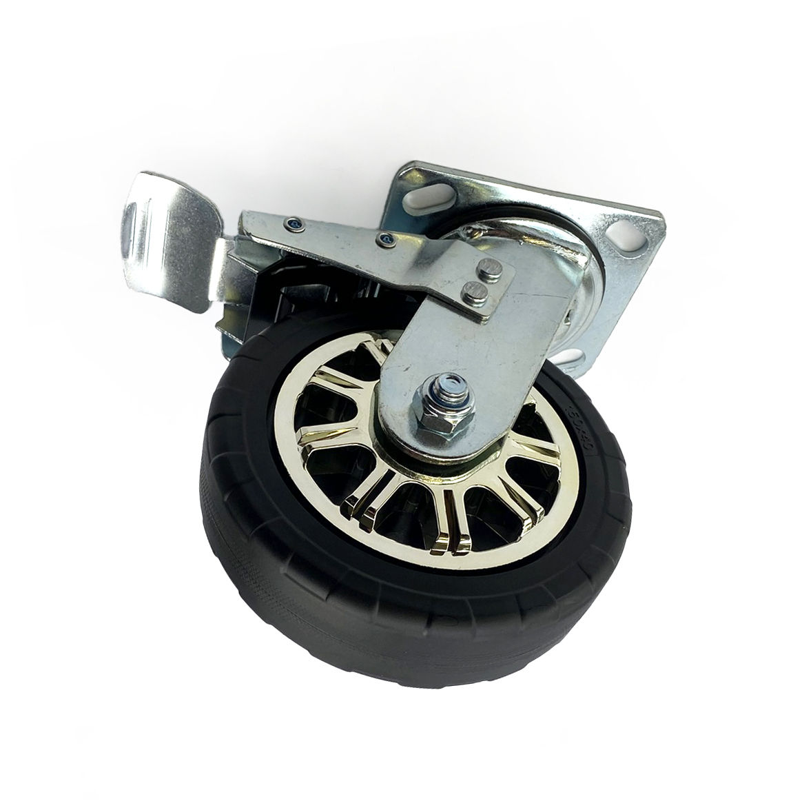 CASTOR WHEEL HEAVY DUTY 6 ROTATION WITH BRAKE - EACH thumbnail 2