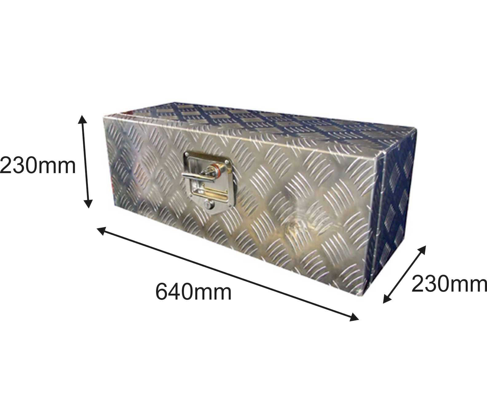TRAILER STORAGE BOX 35L 640mx230mmx230mm ALUMINIUM CHEQUER PLATE image 1