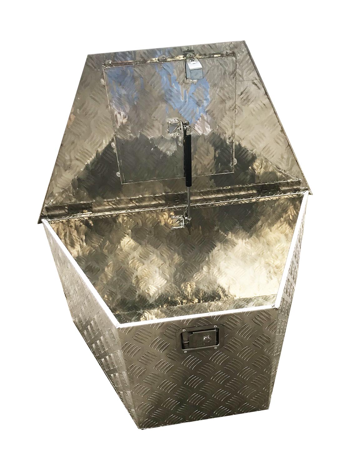 TRAILER STORAGE BOX 145L 865mmx365mmx560mm ALUMINIUM CHEQUER PLATE image 1
