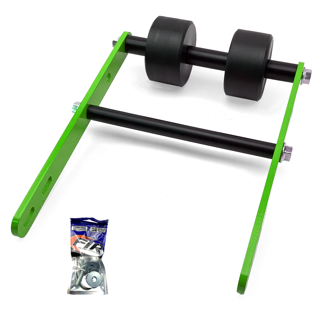 WHEELIE BAR 2 ROLLER TAG-Z GREEN, ATV QUAD WHEELIE SAVER / CATCH, 3.4KG Size 34x22x7cm thumbnail 4