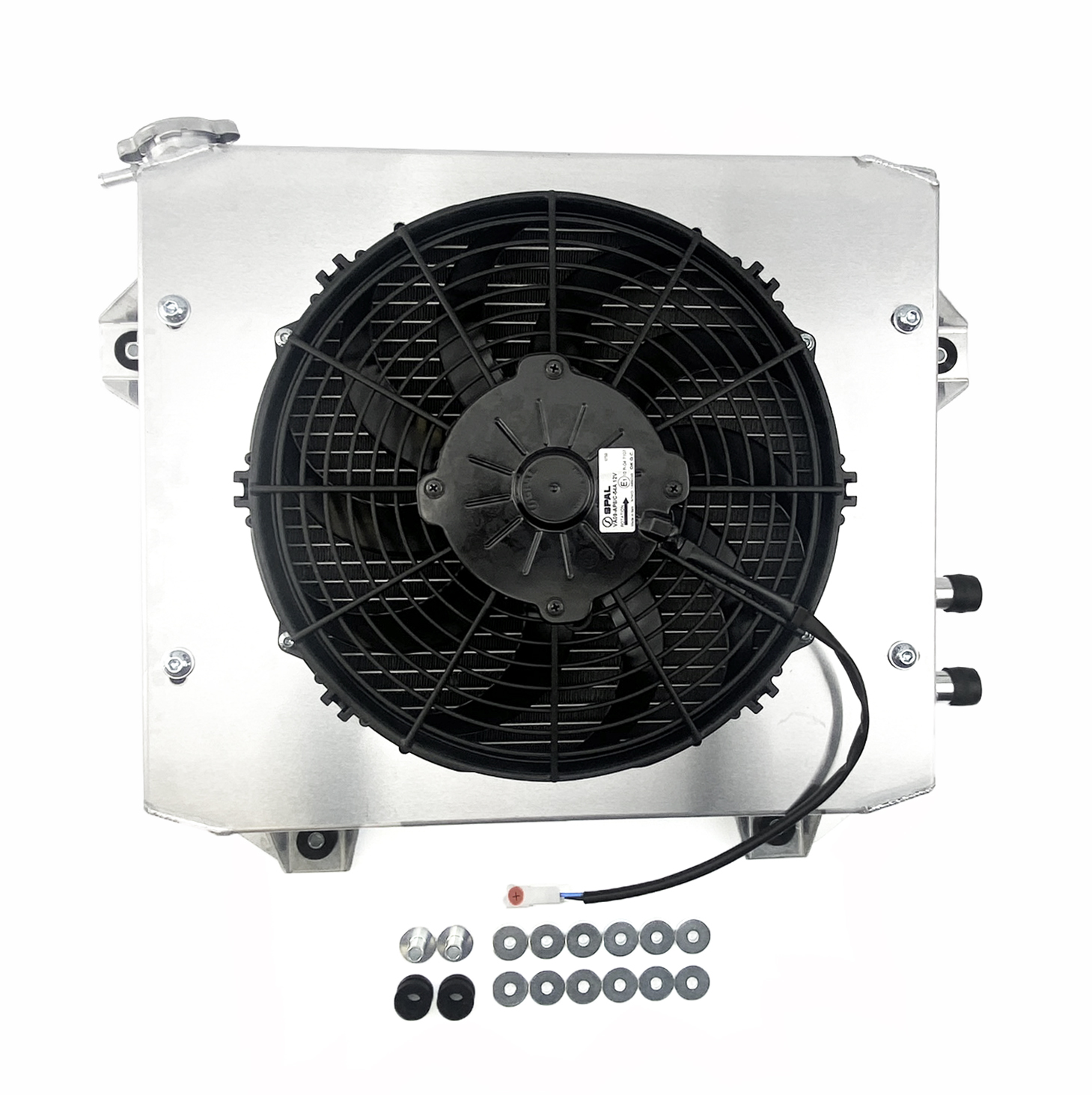 SIDECAR RADIATOR KIT, SPAL FAN, SHROUD, QUAD PASS, HIGH EFFICIENCY thumbnail 2