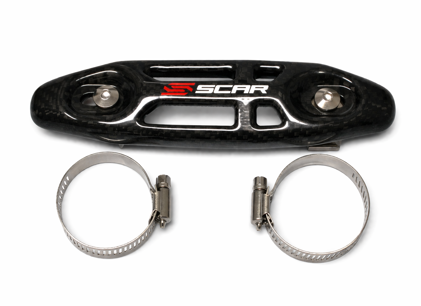 EXHAUST HEAT GUARD CARBON UNIVERSAL 27-51mm HEADER PIPE 190mm SCAR CUHP
