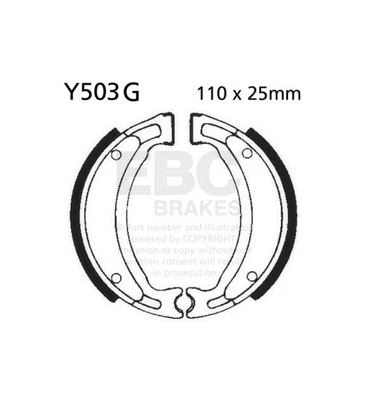 BRAKE SHOES GROOVED YAMAHA EBC G503 Y503G thumbnail 2