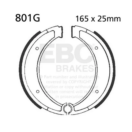 BRAKE SHOES 25mm WIDE EBC GROOVED SHOE thumbnail 2