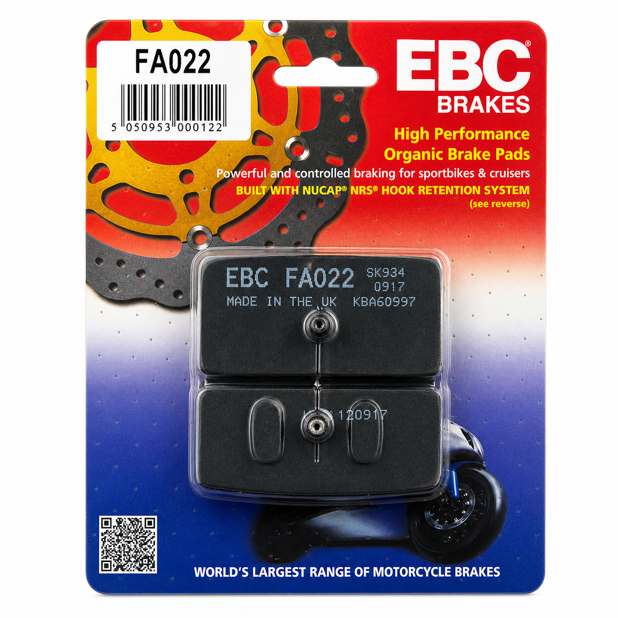 BRAKE PADS SEMI-METAL EBC FA022 image 1