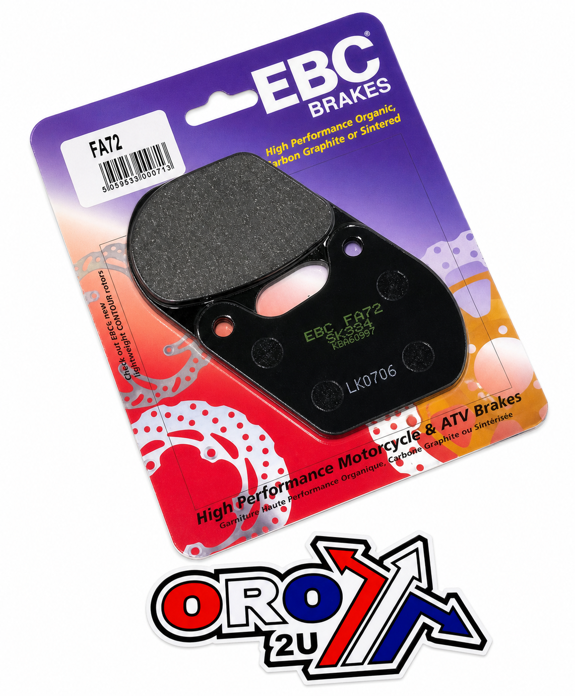 BRAKE PADS STD SEMI-METAL HARLEY DAVIDSON EBC FA072