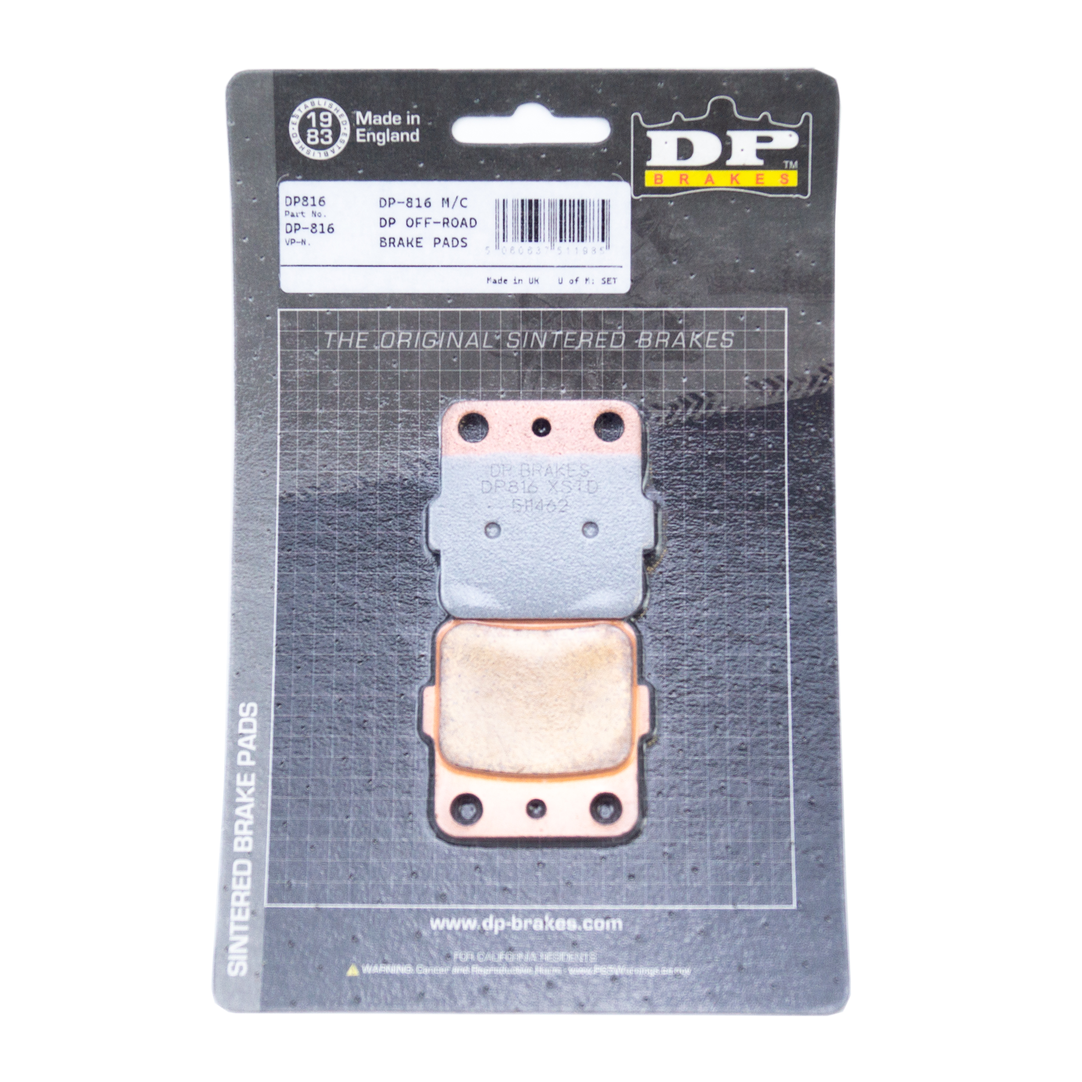 BRAKE PADS SINTERED DP BRAKES, DP816 Premium 41-816.H.DP, 39-084/3 image 1