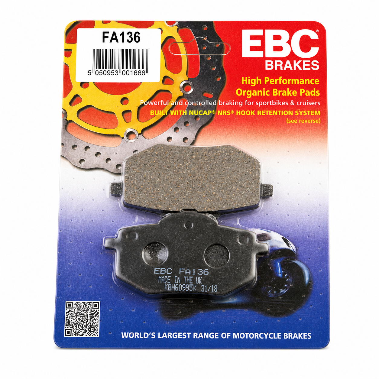 BRAKE PADS YAMAHA XV 535 VIRAGO EBC FA136 image 1