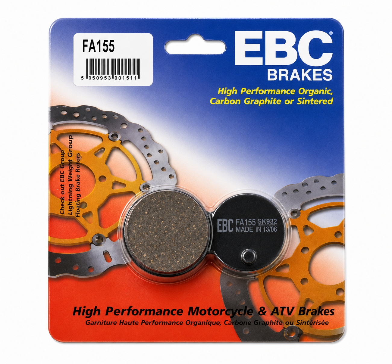 BRAKE PADS STD KEVLAR ORGANIC EBC SEMI-METAL BLACK FA155