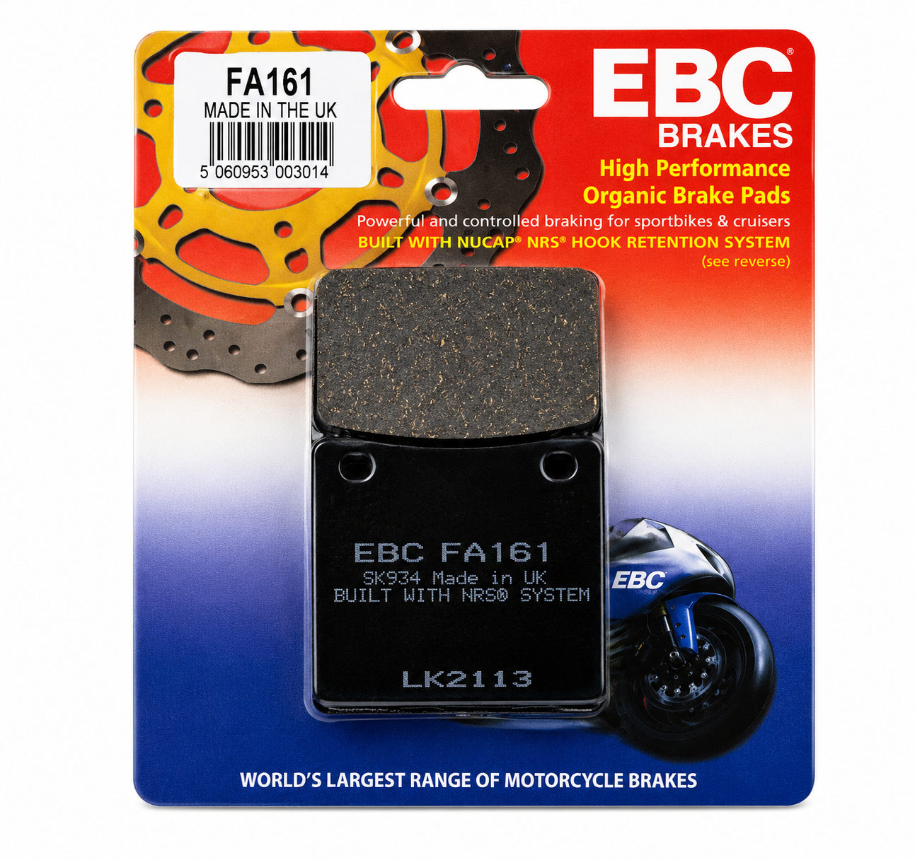BRAKE PADS STD KEVLAR ORGANIC SEMI-METAL BLACK EBC FA161 image 1