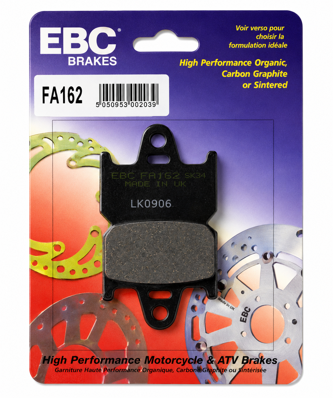 BRAKE PADS STD KEVLAR ORGANIC SEMI-METAL BLACK EBC FA162
