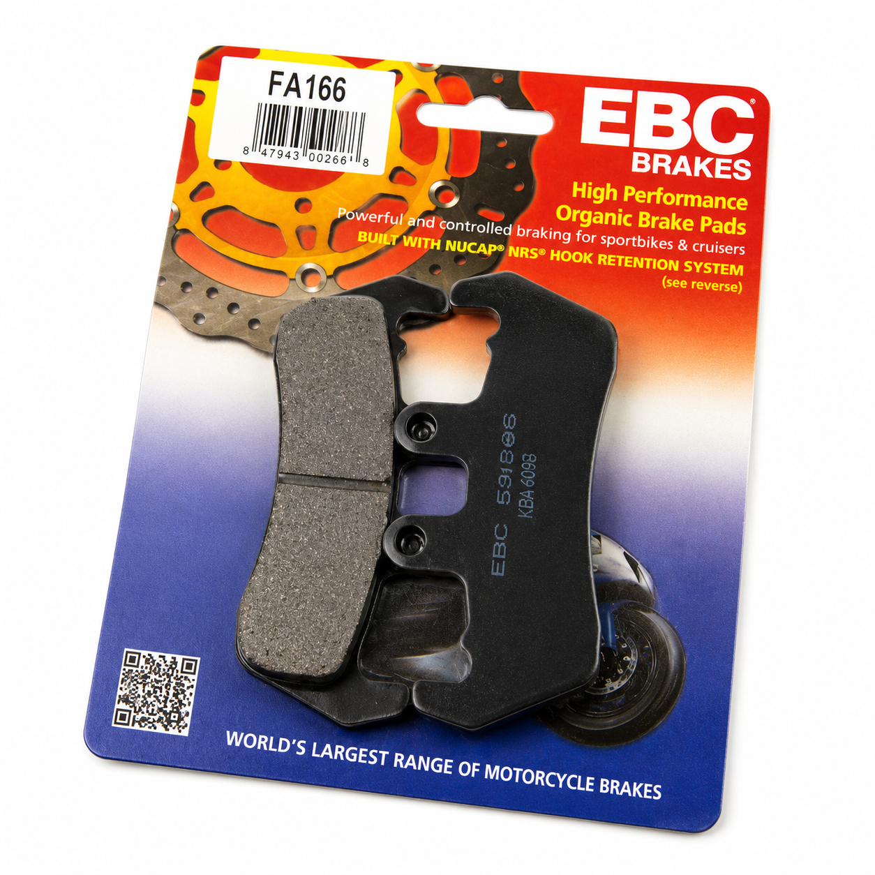 BRAKE PADS STD KEVLAR ORGANIC SEMI-METAL BLACK EBC FA166 image 1