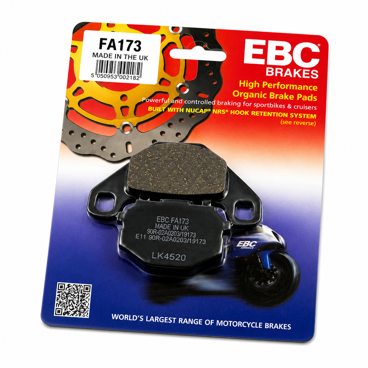 BRAKE PADS STD KEVLAR ORGANIC SEMI-METAL BLACK EBC FA173