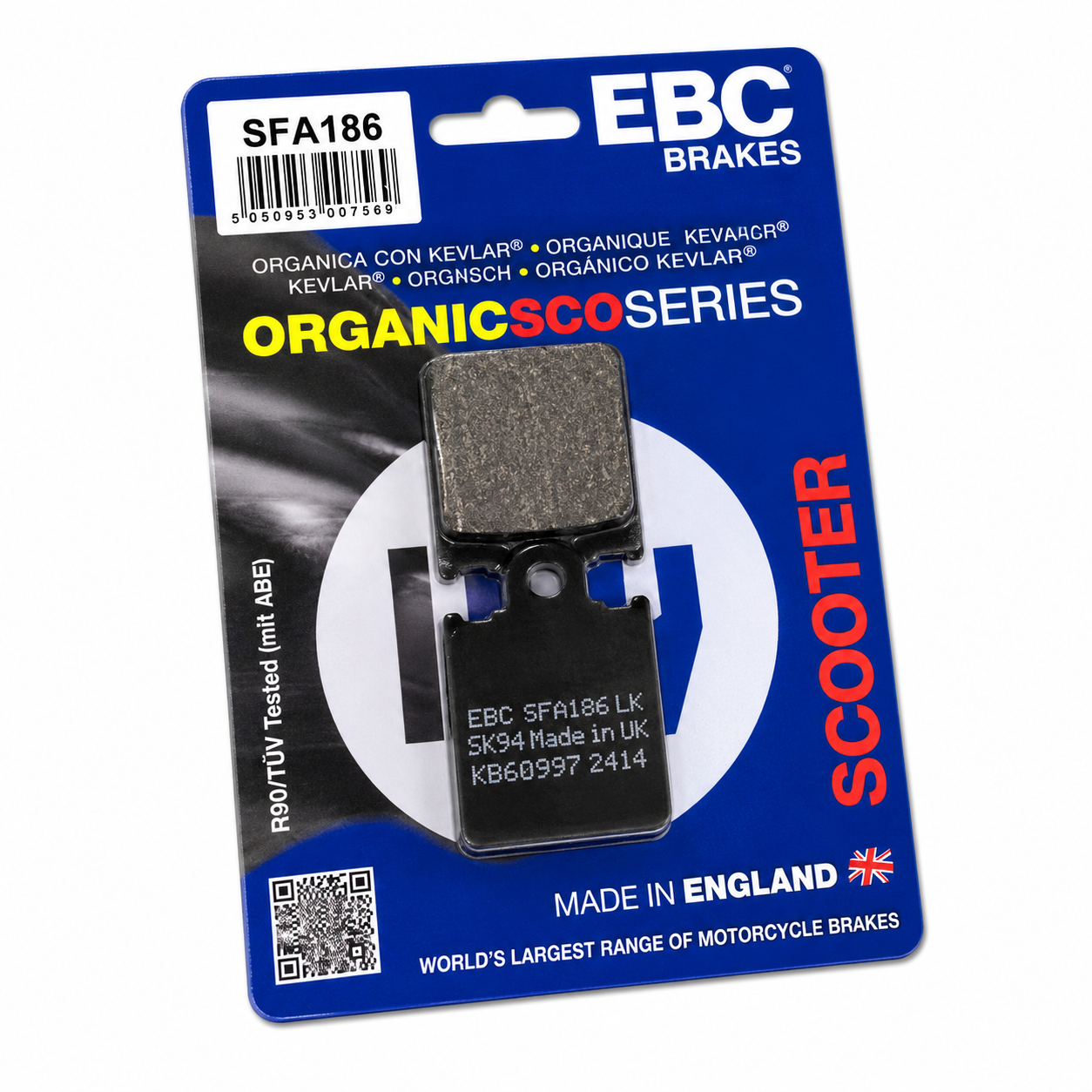 BRAKE PADS STD SCOOTER ORGANIC EBC SFA186 image 1