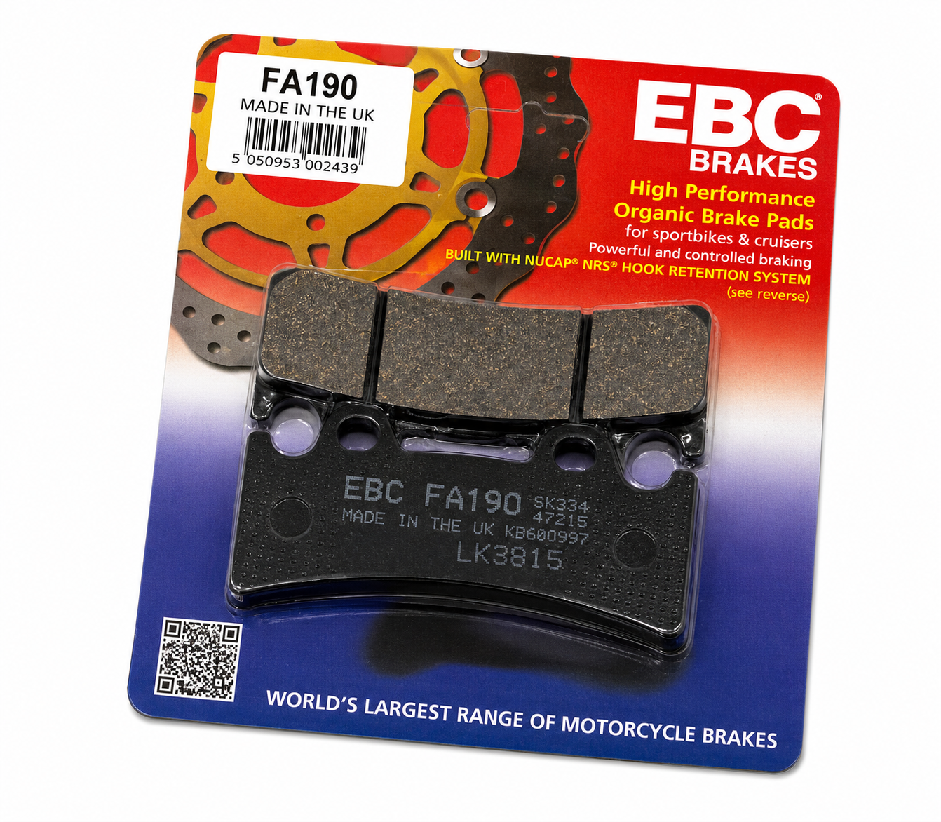 BRAKE PADS STD SEMI-METAL EBC FA190 image 1