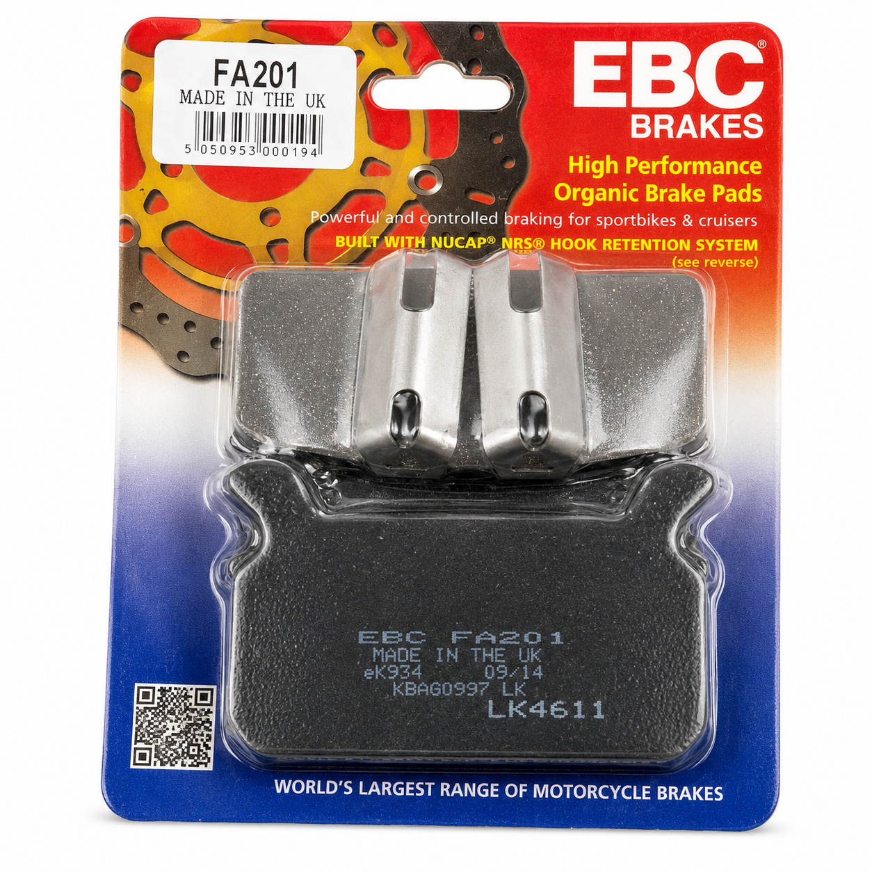 BRAKE PADS STD KEVLAR ORGANIC HARLEY DAVIDSON EBC FA201