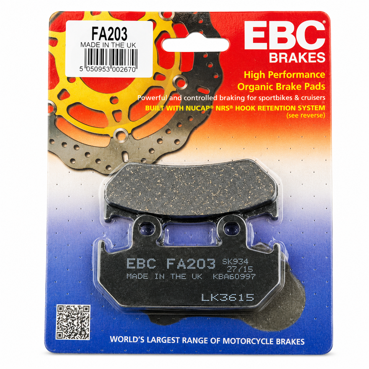 BRAKE PADS STD KEVLAR ORGANIC HARLEY DAVIDSON EBC FA203