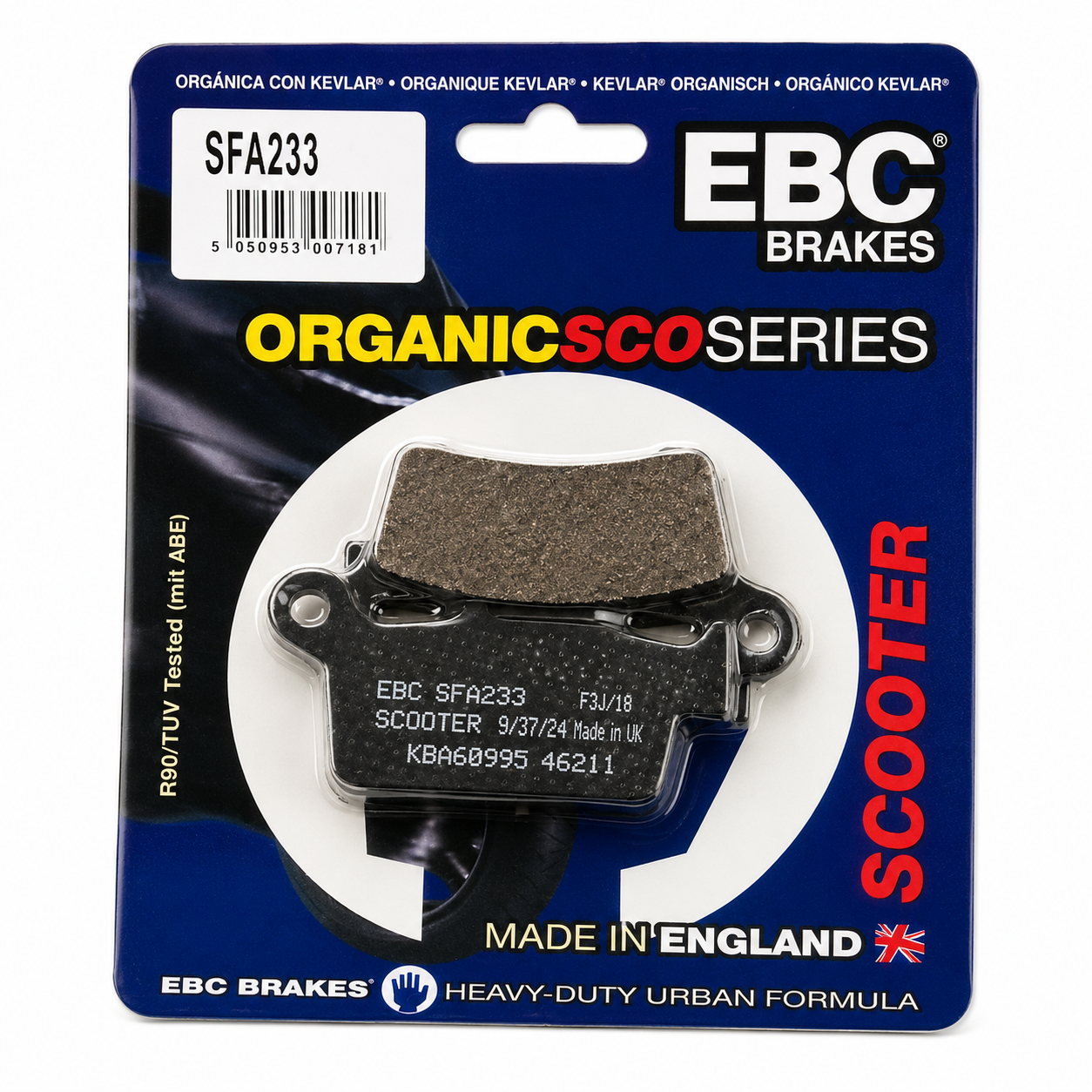 BRAKE PADS STD SCOOTER ORGANIC EBC SFA233 image 1