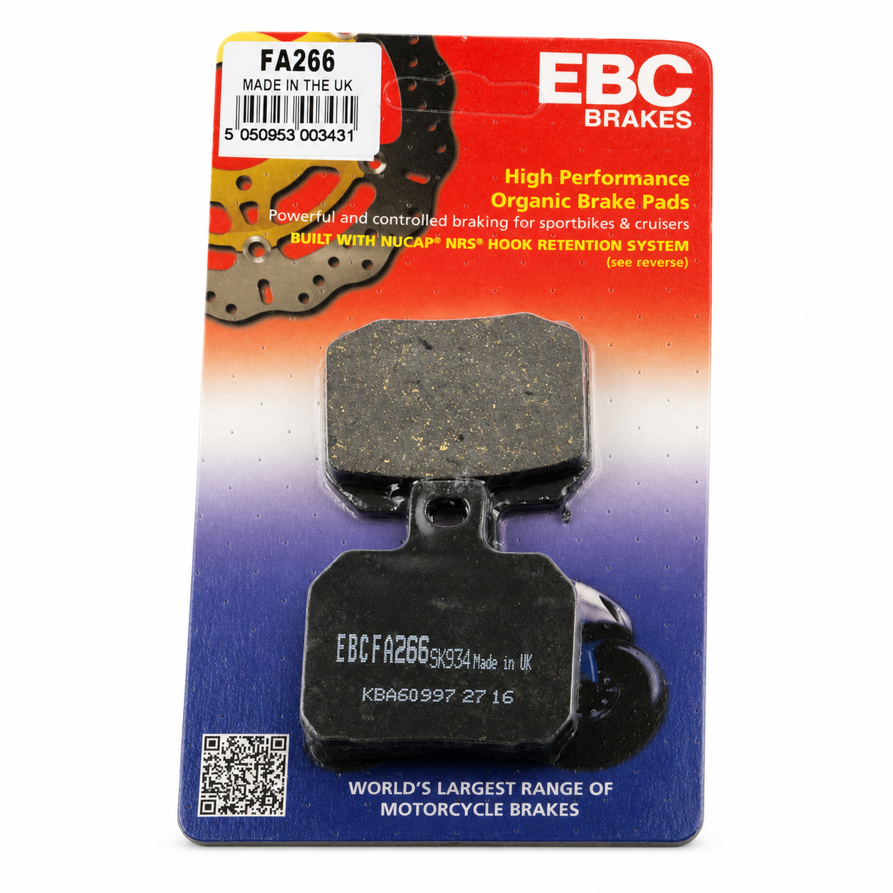 BRAKE PADS KEVLAR ORGANIC EBC FA266