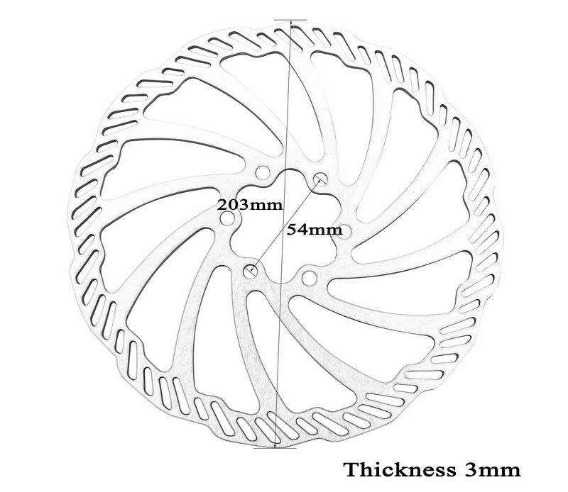 REAR BRAKE DISC 203mm × 54mm × 3mm SURRON LIGHT BEE S X SEGWAY X160 X260 thumbnail 2