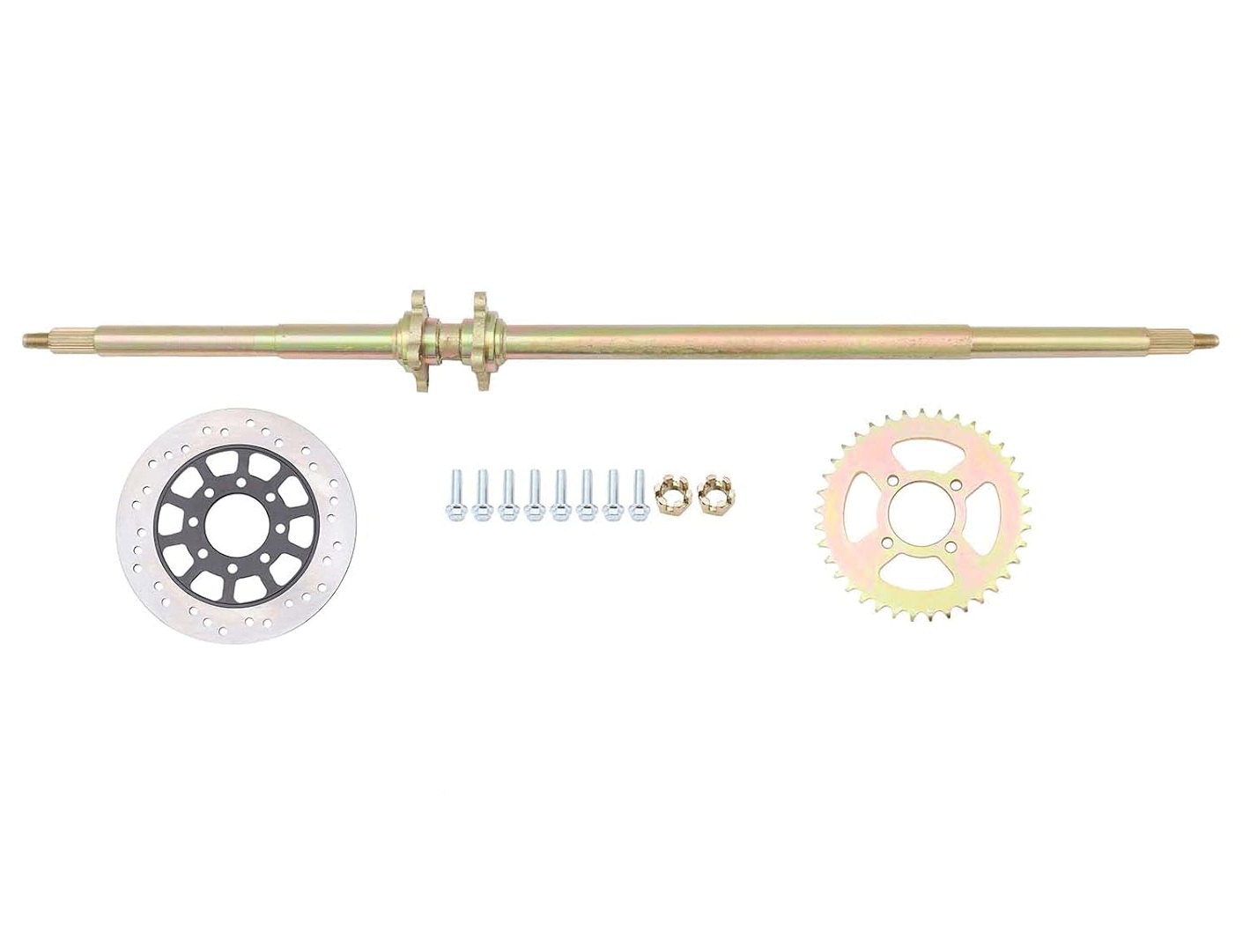 41 REAR AXLE KIT WITH 220mm BRAKE DISC AND 32T SPROCKET 150CC GO KART image 1