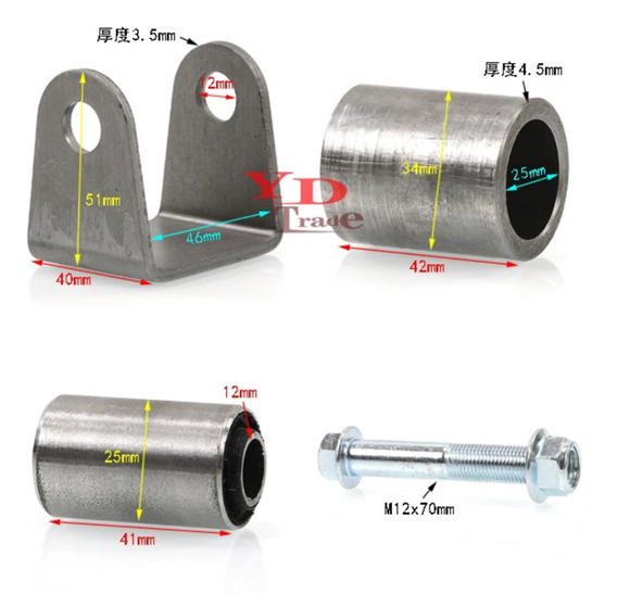 SUSPENSION BUSH M12 46mm WELD ON BRACKET 40x51mm UNIVERSAL FIT thumbnail 2