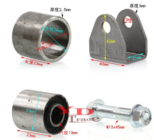 SUSPENSION BUSH M10 25mm WELD ON BRACKET 40x42mm UNIVERSAL FIT thumbnail 2