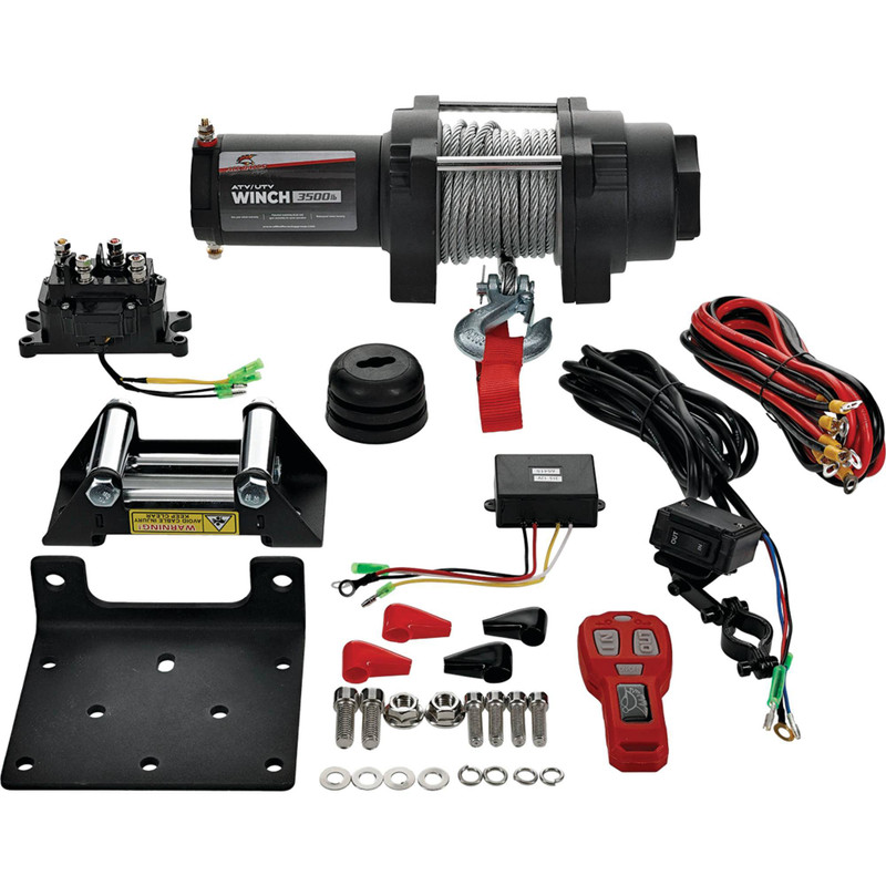 12V WINCH 3500LB/1550KG, ATV/UTV, STEEL CABLE, 4 BOLT, ARROWHEAD 431-01023 image 1