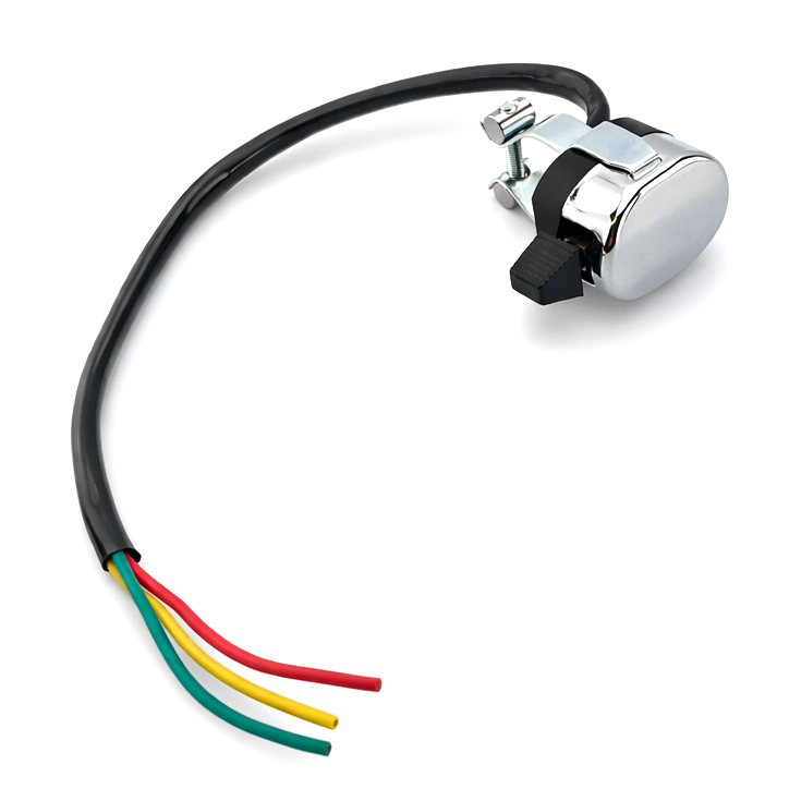 SWITCH LIGHT UNIVERSAL CLASSIC CHROME TOP 3 POSITION 3 WIRE 7/8 22.2mm HANDLEBAR thumbnail 5