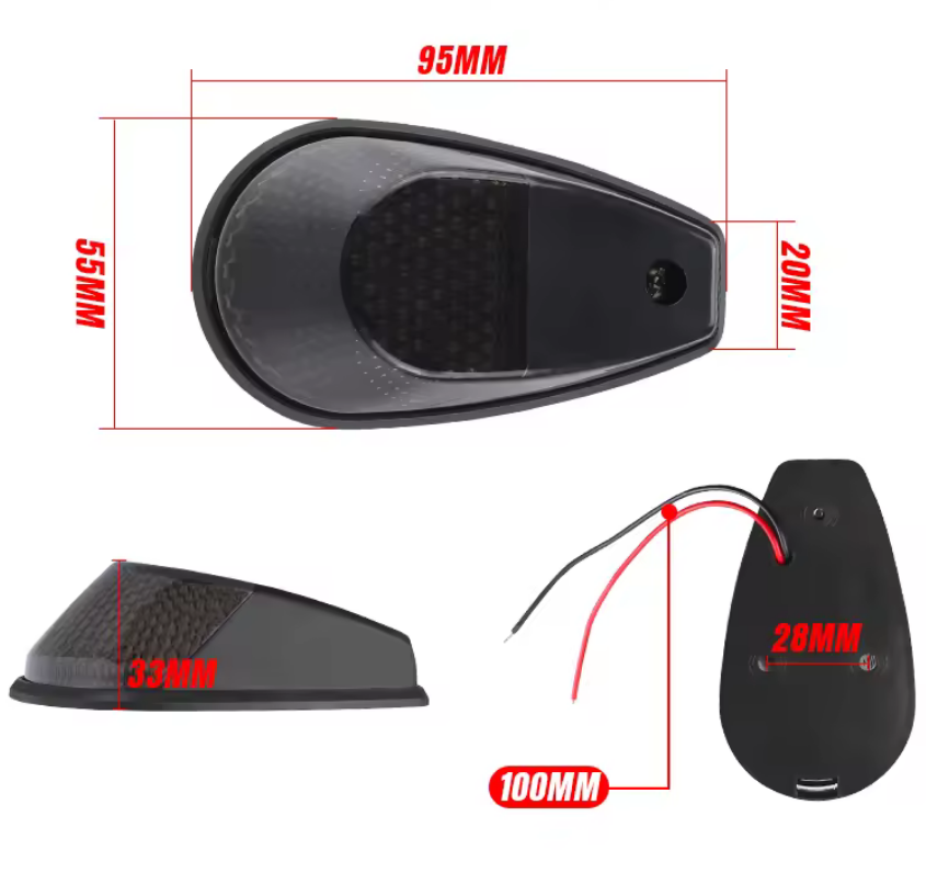 INDICATORS FLUSH MOUNT 12V LED BLACK CASE WITH RED LENS thumbnail 2