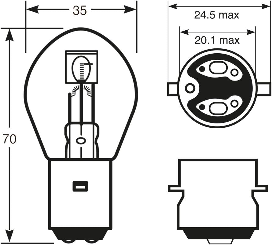 BULB 6V 25/25W BA20D 20mm P392 Bosch thumbnail 2