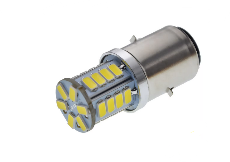 LED 6V / 12V HEADLIGHT BULB 3000K HI LO BEAM BA20D image 1