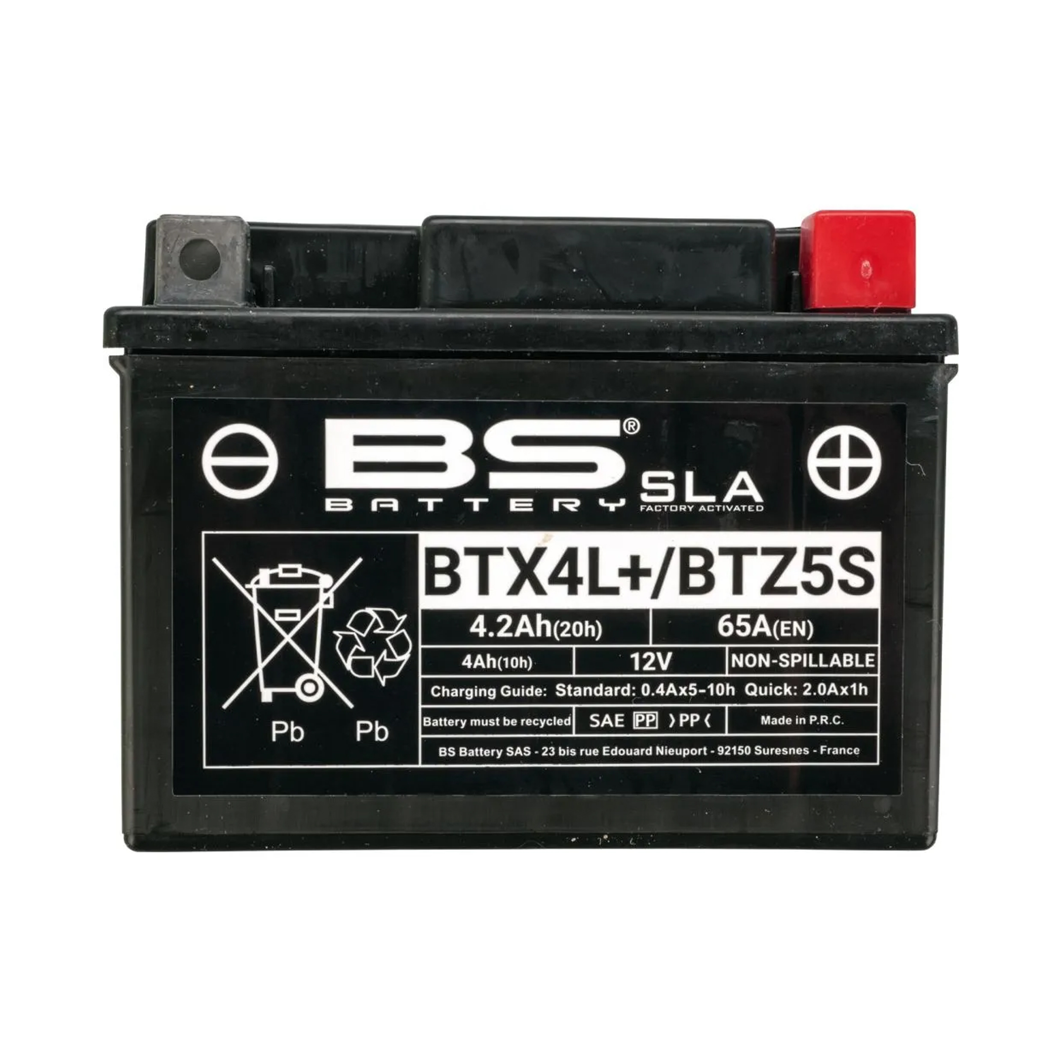 BATTERY BTX4L+/BTZ5S 12V SLA RANGE,300669, BS-BTX4L-BS, LT4-3 image 1