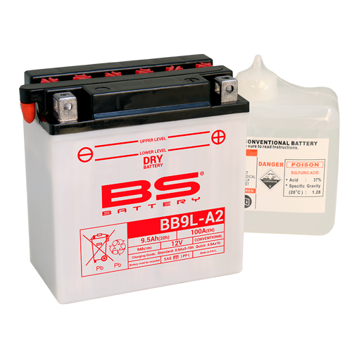 BATTERY YB9L-A2 12V 9Ah. GS, BS WITH ACID PACK BB9L-A2, 310598, BS-BB9L-A2 image 1