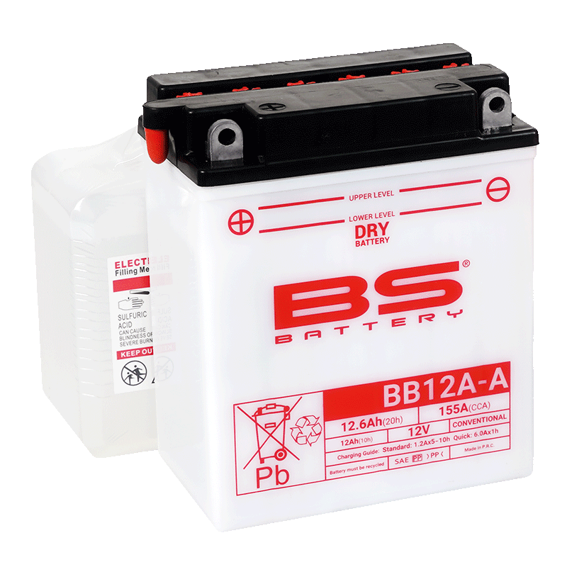 BATTERY YB12A-A 12V 12Ah., BS WITH ACID PACK BB12A-A, 310561, BS-BB12A-A